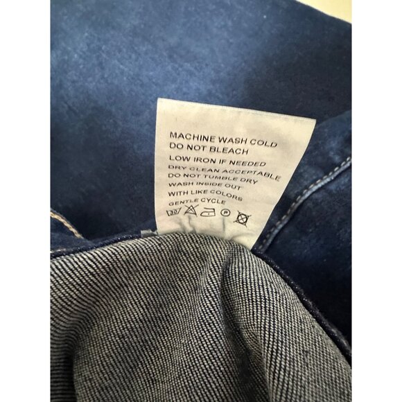 Womens Cropped Wide Leg Jeans XL High Waist Pants Dark Wash Stretch - Picture 6 of 7